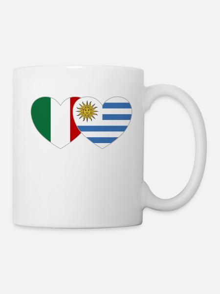 Italien Uruguay Flagge Herz - Kop/krus - hvid