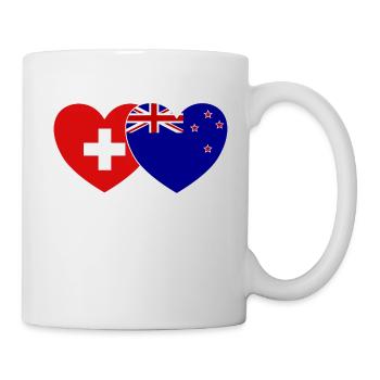 Schweiz Neuseeland Flagge Herz - Tasse - Weiß - Rechts