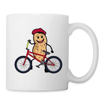 Erdnuss Fahrrad Fahrradfahrer Kinder Kind Rad - Tasse - Weiß - Rechts