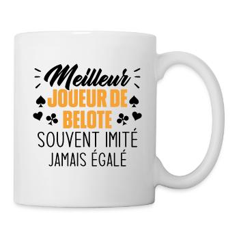 Jamais égalé meilleur joueur de belote - Mug blanc - blanc - Droite