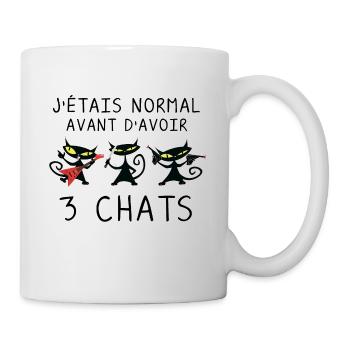 J étais normal avant 3 chats noirs - Chats Drôles - Mug blanc - blanc - Droite