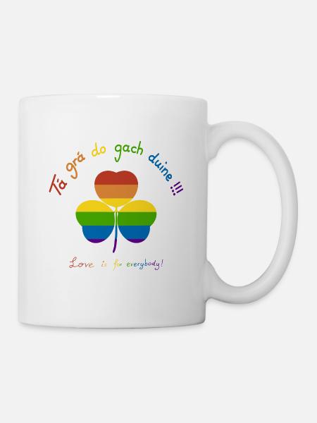 Irlandais « L’amour est pour tout le monde », Rainbow Shamrock - Mug blanc - blanc