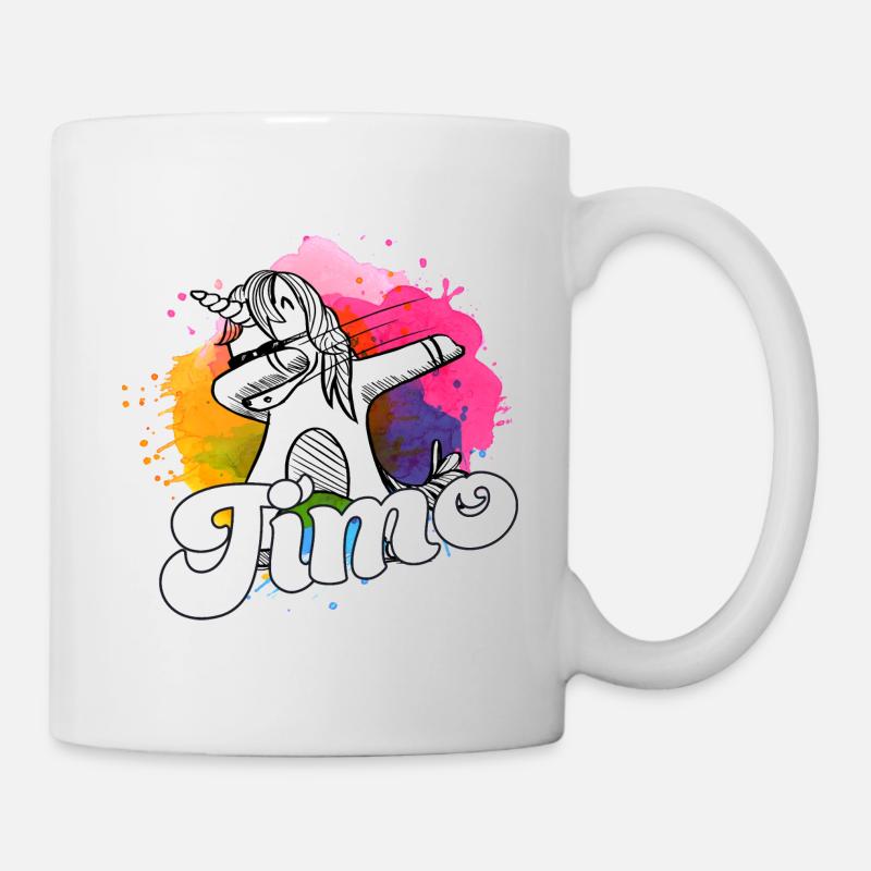 TIMO - Schöner Jungen Name mit Coolem Einhorn - Tasse - Weiß