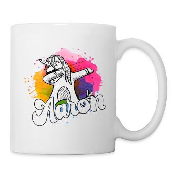 AARON - Beautiful Boy Name with Cool Unicorn - Mug - white - Right