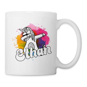 ETHAN - Schöner Jungen Name mit Coolem Einhorn - Tasse - Weiß - Rechts