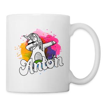 ANTON - Beau nom de garçon avec licorne cool - Mug blanc - blanc - Droite