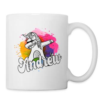 ANDREW - Beautiful Boy Name with Cool Unicorn - Mug - white - Right