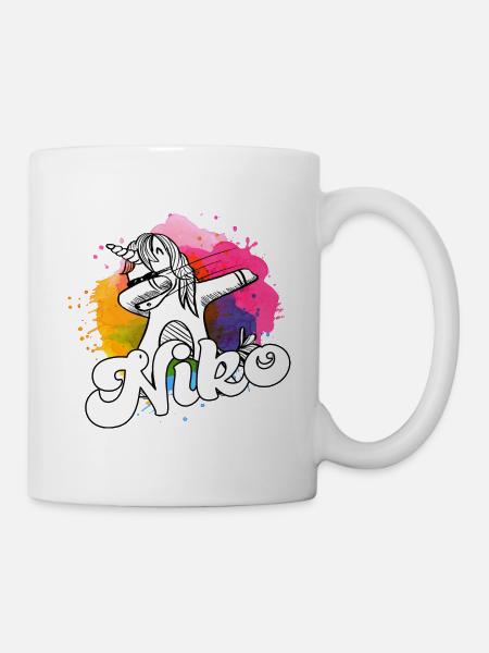 NIKO - Schöner Jungen Name mit Coolem Einhorn - Tasse - Weiß