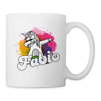 FABIO - Beautiful Boy Name with Cool Unicorn - Mug - white - Right