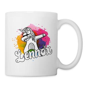 LENNOX - Schöner Jungen Name mit Coolem Einhorn - Tasse - Weiß - Rechts