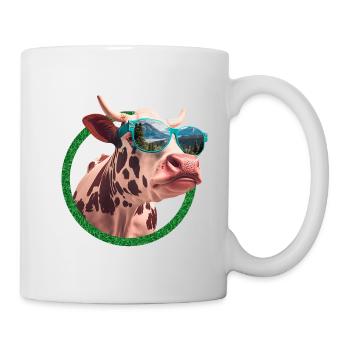 vache fraîche portant des lunettes de soleil - Mug blanc - blanc - Droite