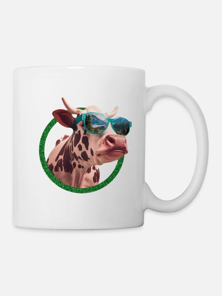 coole Kuh die eine Sonnenbrille trägt - Tasse - Weiß