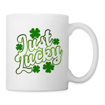 St Patrick's Day - Just Lucky - Shamrock - Mug - white - Right