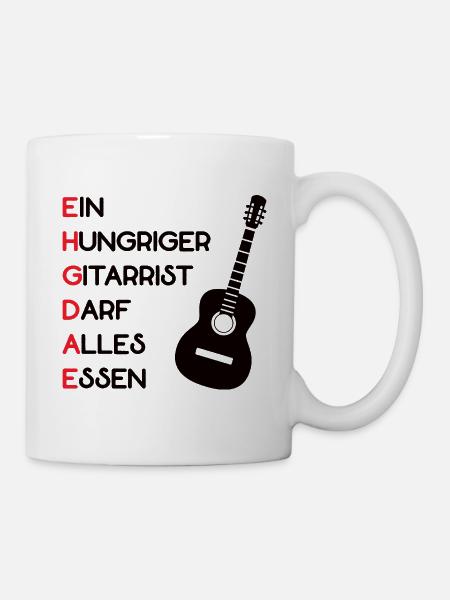 Gitarrist Gitarrensaiten Merksatz Gitarrenspieler - Tasse - Weiß