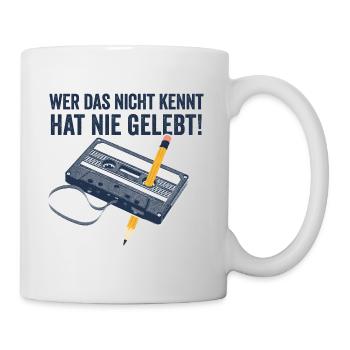 80er Jahre 90er Jahre Kassette Stift Retro Lustig - Tasse - Weiß - Rechts