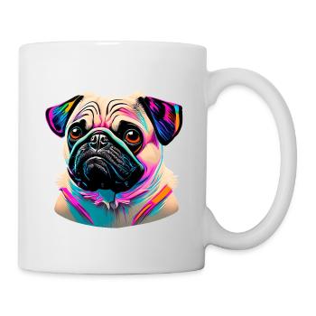 Mops Kopf Pug Graffiti - Tasse - Weiß - Rechts