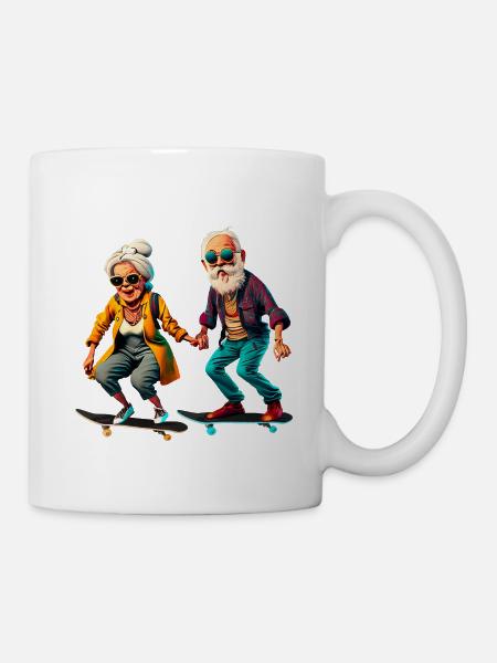 Cooles altes Pärchen Skater Hipster - Tasse - Weiß