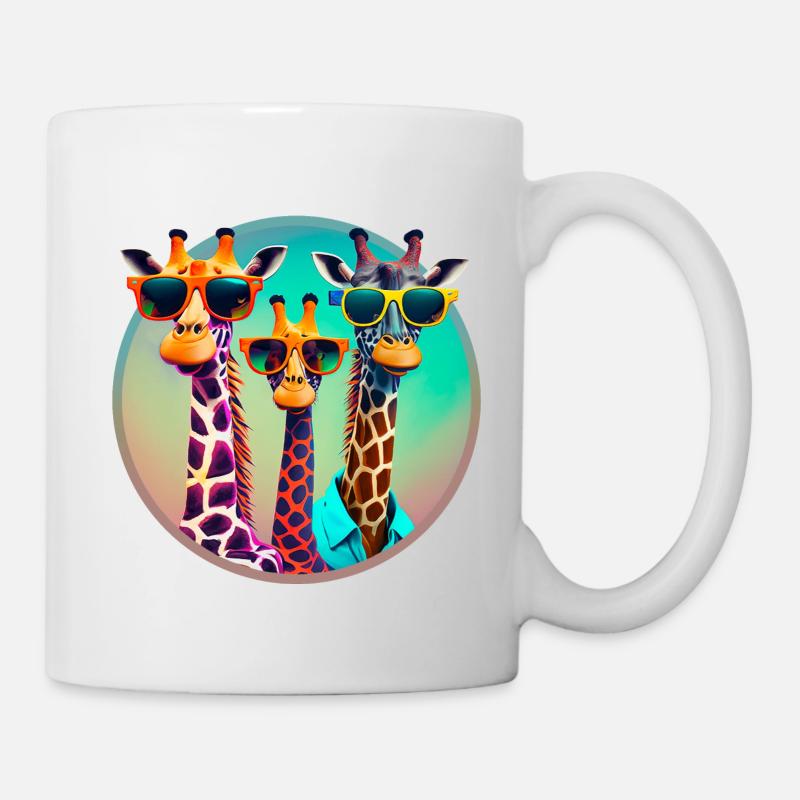 3 girafes cool avec des lunettes de soleil - Mug blanc - blanc