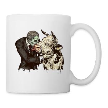 Gentlemen zombie kisses cow - Mug - white - Right
