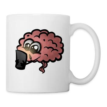 Brain Cell Phone Addiction Gift Idea - Dopamine Addicted - Mug - white - Right