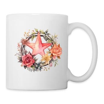 Flower wreath with star - Mug - white - Right
