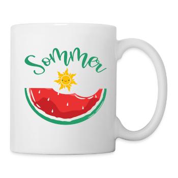 Sommer Sonne Strand Meeer Wassermelone - Tasse - Weiß - Rechts
