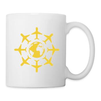 Weltkugel mit Flugzeugen - Tasse - Weiß - Rechts