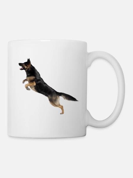 Deutscher Schäferhund springt - Tasse - Weiß