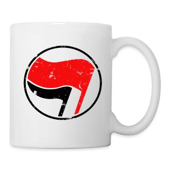 Antifa-Flaggen Logo Grunge - Tasse - Weiß - Rechts