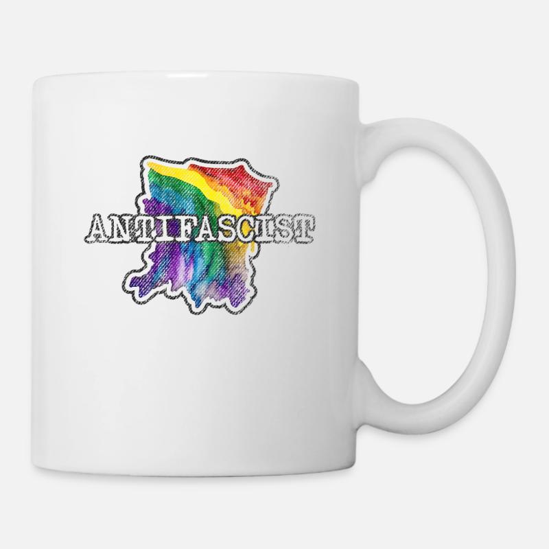 Regenbogen der Antifa - Tasse - Weiß