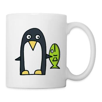 Penguin with fish - Mug - white - Right
