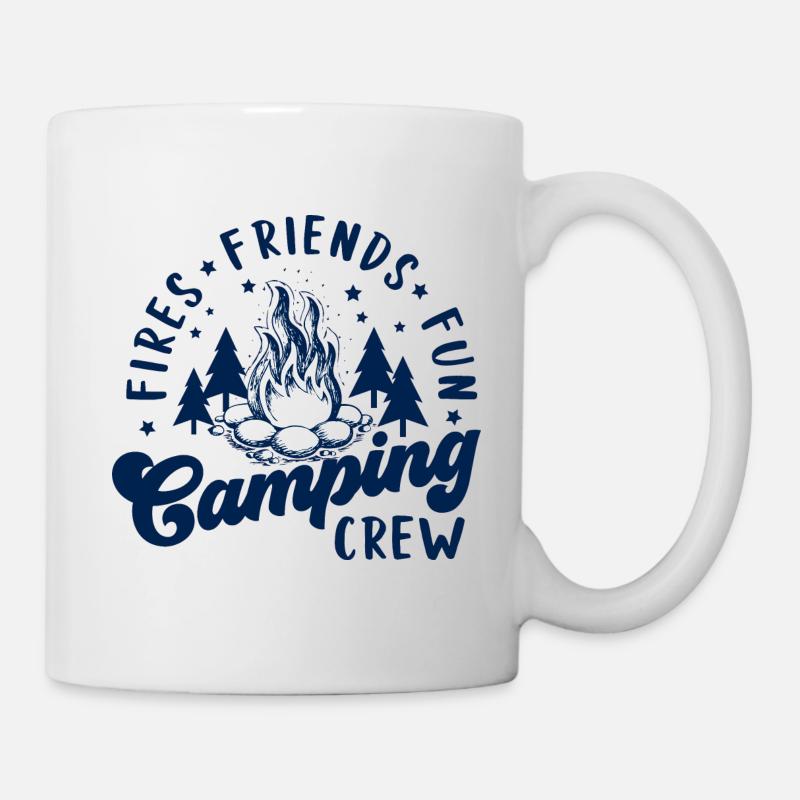Feuer Freunde Spaß Camping Crew - Tasse - Weiß