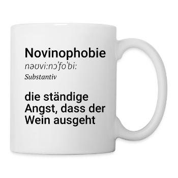 Novinophobie - Definition - Wortspiel - Tasse - Weiß - Rechts