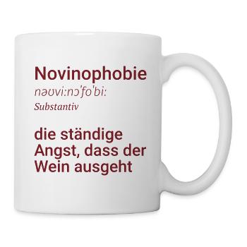 Novinophobie - Definition - Substantiv - Tasse - Weiß - Rechts