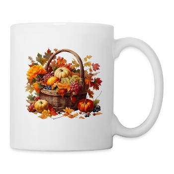 Herbst Natur Blätter Jahreszeit Erntedankfest - Tasse - Weiß - Rechts