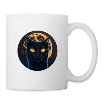schwarze Katze Halloween - Tasse - Weiß - Rechts