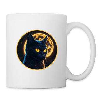schwarze Katze Halloween - Tasse - Weiß - Rechts