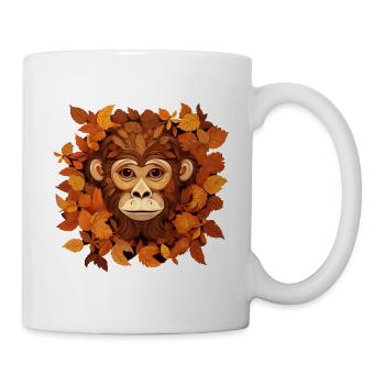 Autumn monkey or chimpanzee made of leaves - Mug - white - Right