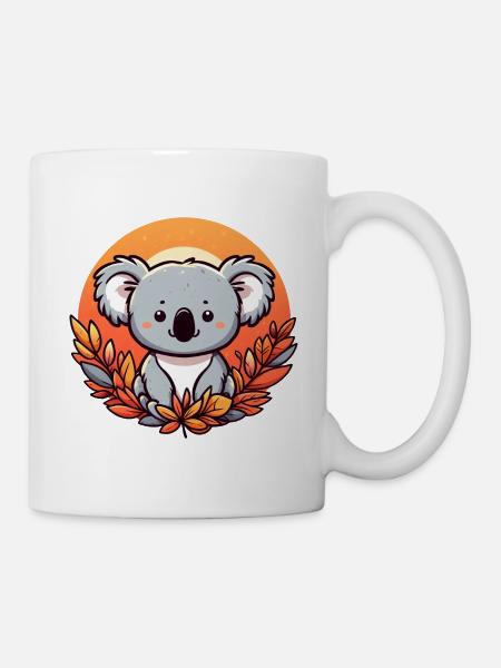 Koala im Herbst Bunte Blätter Laub - Tasse - Weiß