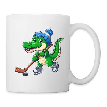 Krokodil-Eishockeyspieler - Lustiges Design - Tasse - Weiß - Rechts