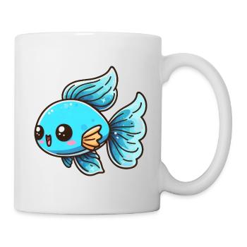 Fish, Blue, Aquarium, Ornamental Fish, Freshwater and Saltwater - Mug - white - Right