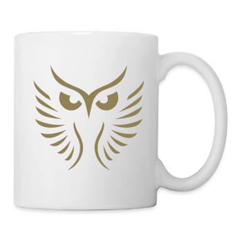 Moderne Eule: Abstrakte, Minimalistische Kunst - Tasse - Weiß - Rechts