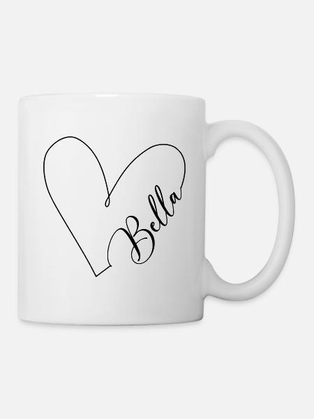 Bella Name Herzlinie - Tasse - Weiß