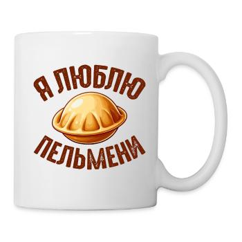 Ich liebe Pelmeni Spruch auf Russisch lustig - Tasse - Weiß - Rechts