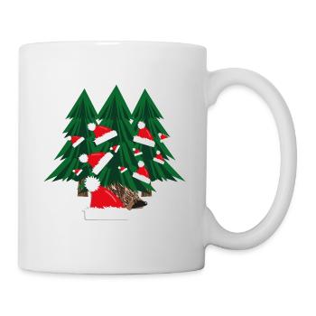 Igel im Wald mit Weihnachtsmützen. - Tasse - Weiß - Rechts