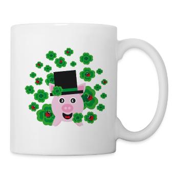 Neujahrs Party mit viel Klee und Glücksschwein. - Tasse - Weiß - Rechts