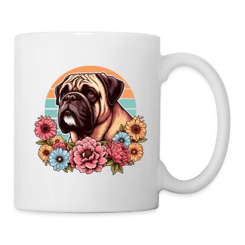 Bullmastiff Retro Pastel Fleurs - Mug blanc - blanc - Droite
