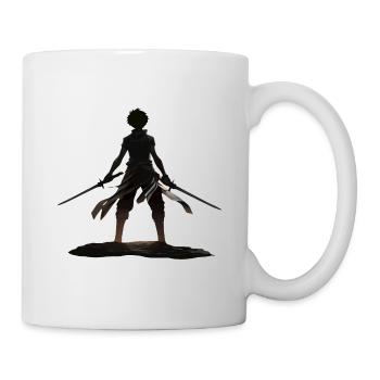 Duel d’ombres : Guerrier d’anime avec double épée - Mug blanc - blanc - Droite