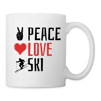 Peace Love Ski, Apres Ski, Wintersport, Skiurlaub - Tasse - Weiß - Rechts