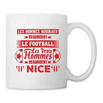 les vrais hommes regardent NICE fans club de foot - Mug blanc - blanc - Droite